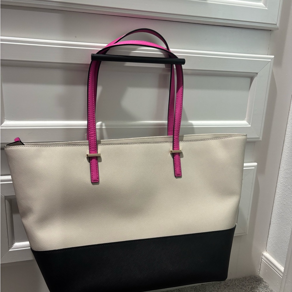Kate Spade Cream and Black Color-Blocked Tote - Picture 2 of 3
